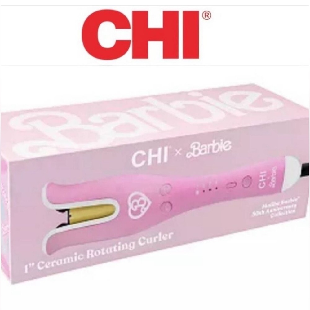 New Chi X Barbie 1” Ceramic Rotating Curler Pink 50th Anniversary Collection